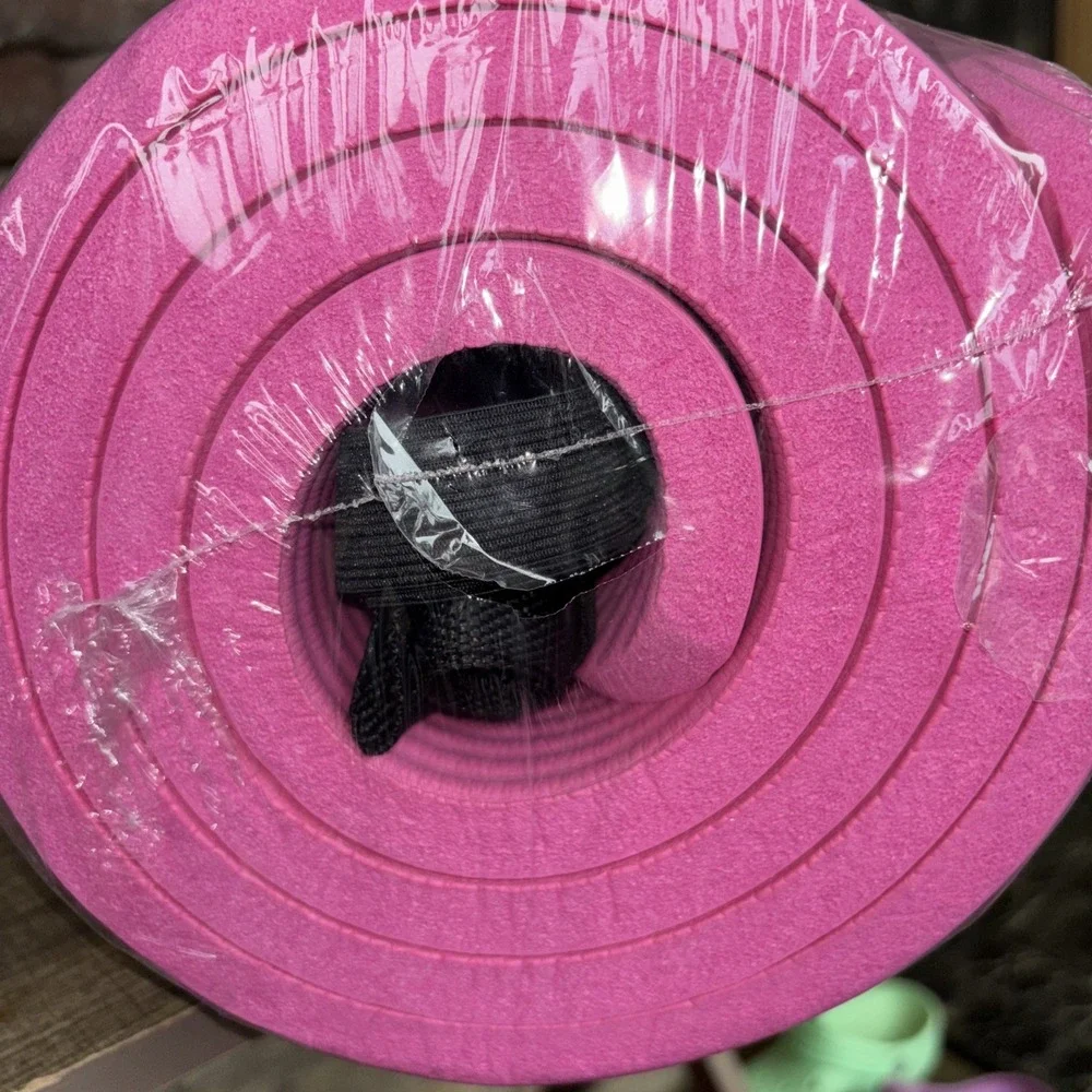 Thick Pink NBR Foam Yoga Mat Eco Friendly W/ Carry Strap 72x24